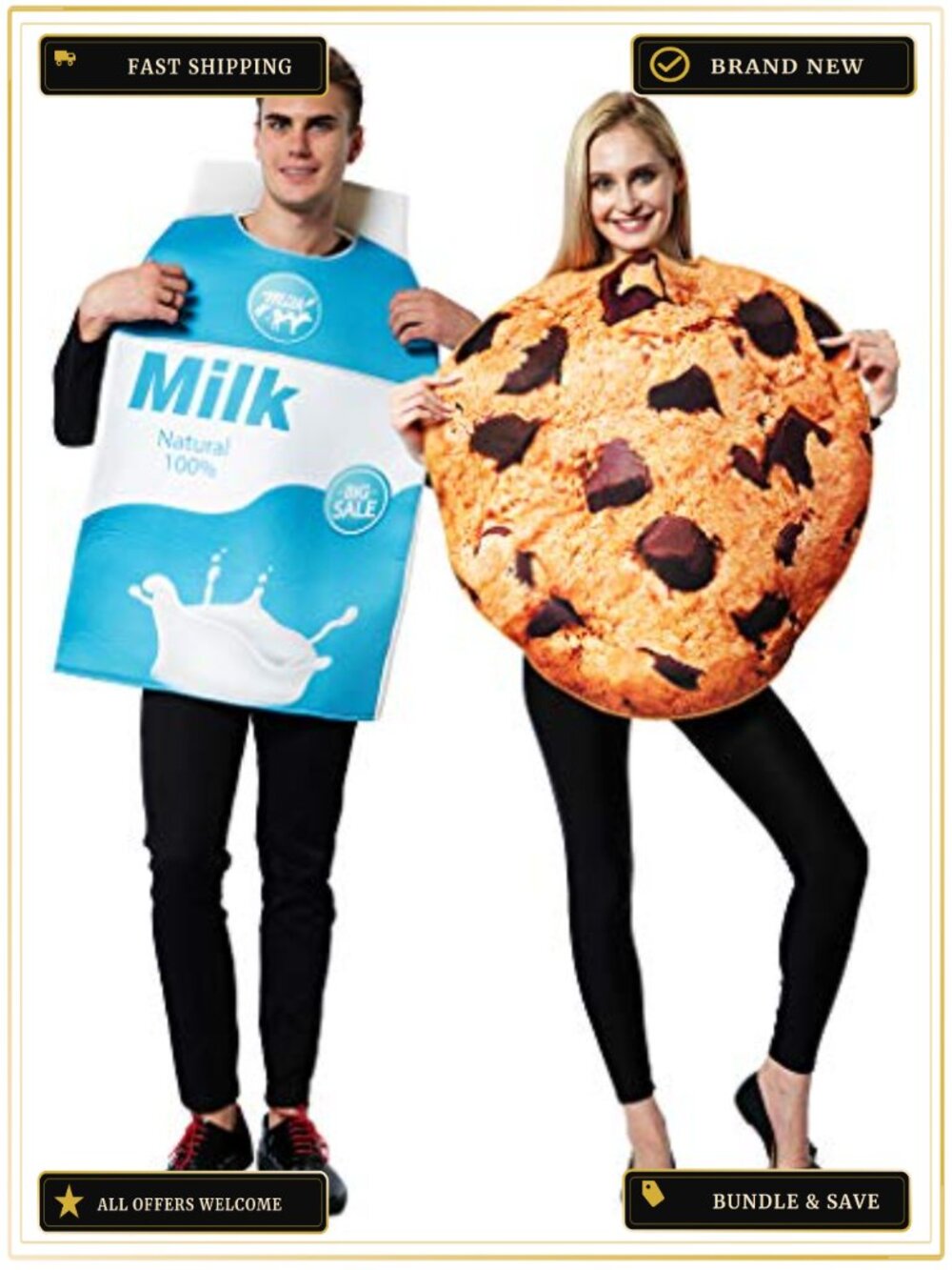 Cookie and Milk Couple Halloween Costume Adult Unisex Polyester Pullover Tunic